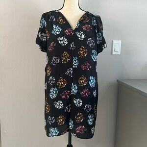 Aqua Black Print Mini Dress.  Sz Small